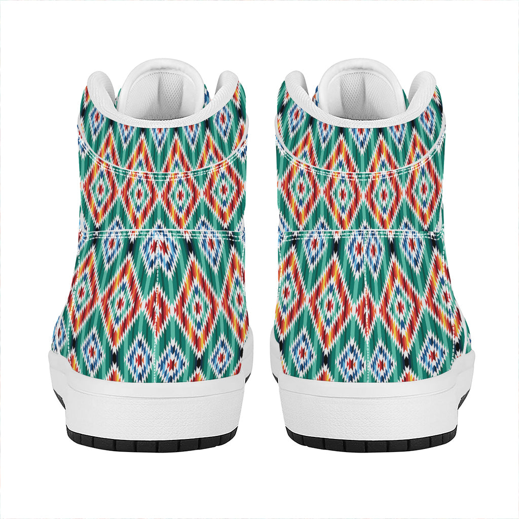 Tribal Navajo Pattern Print High Top Leather Sneakers