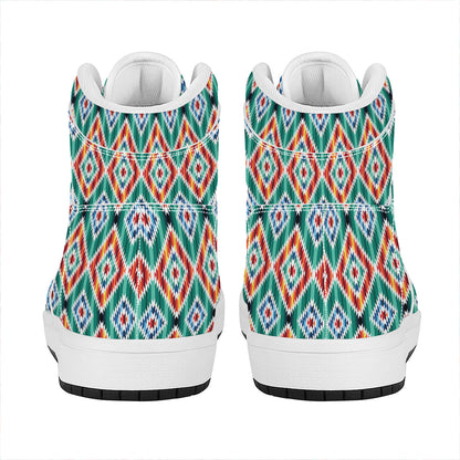 Tribal Navajo Pattern Print High Top Leather Sneakers