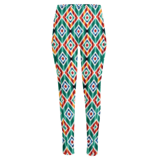Tribal Navajo Pattern Print High-Waisted Pocket Leggings