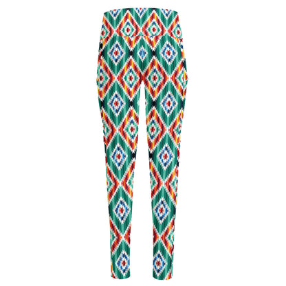 Tribal Navajo Pattern Print High-Waisted Pocket Leggings