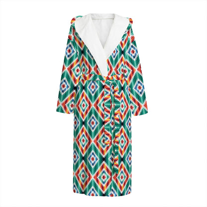 Tribal Navajo Pattern Print Hooded Bathrobe