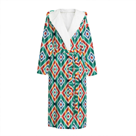 Tribal Navajo Pattern Print Hooded Bathrobe