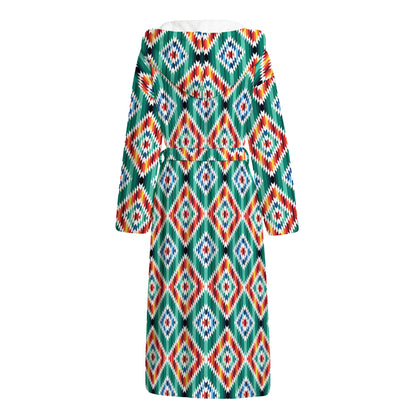 Tribal Navajo Pattern Print Hooded Bathrobe