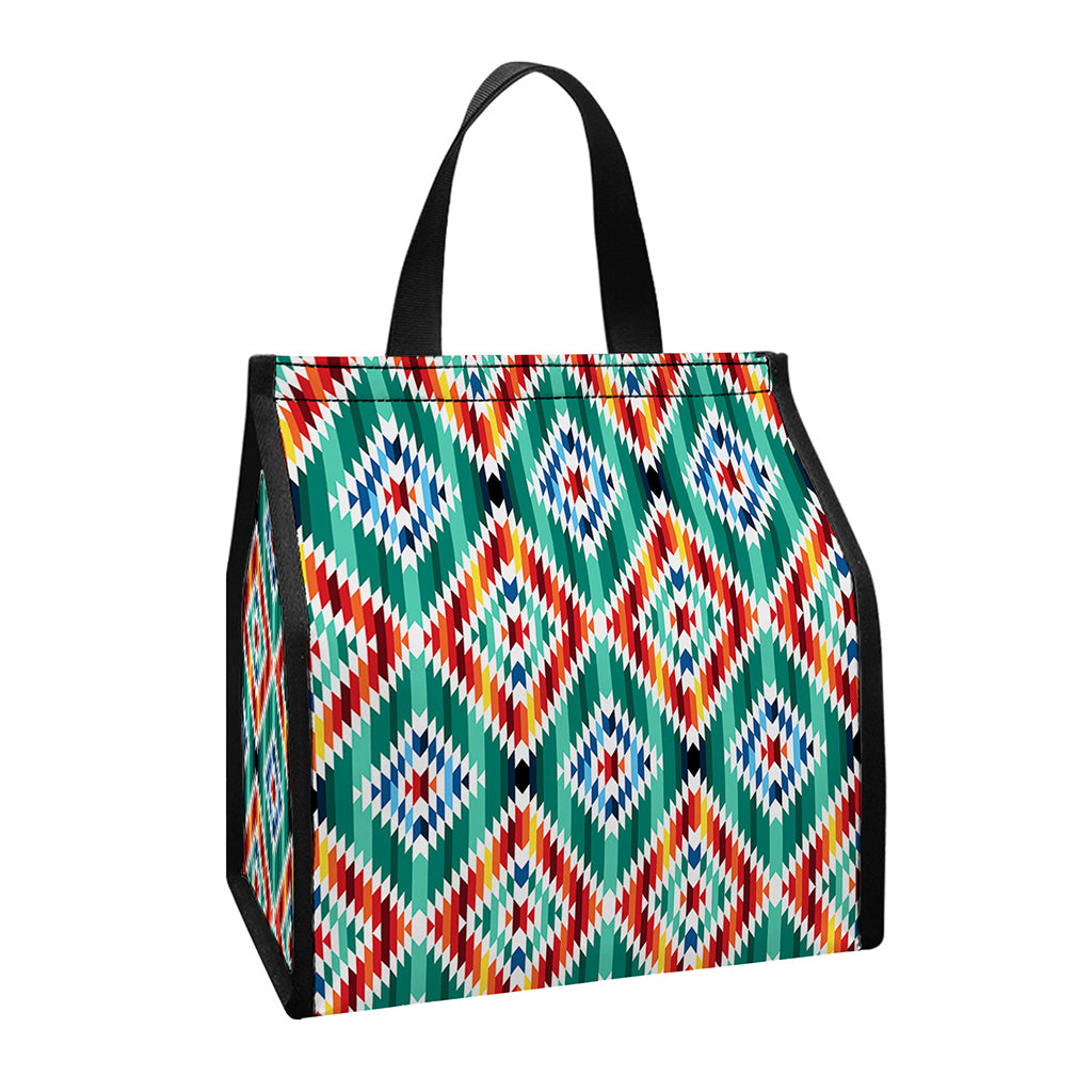 Tribal Navajo Pattern Print Insulated Lunch Tote