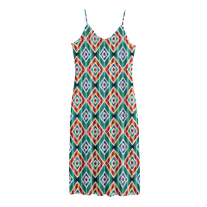 Tribal Navajo Pattern Print Jersey Midi Cami Dress