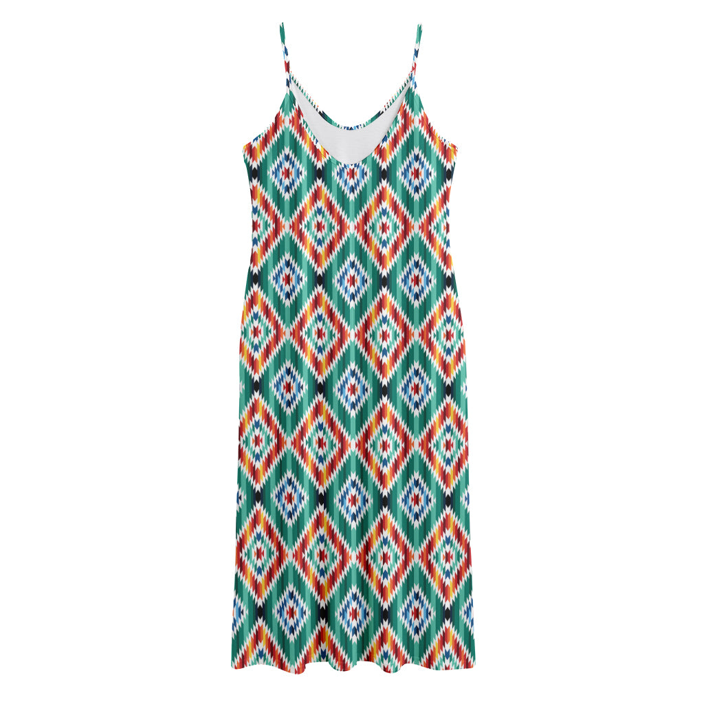Tribal Navajo Pattern Print Jersey Midi Cami Dress