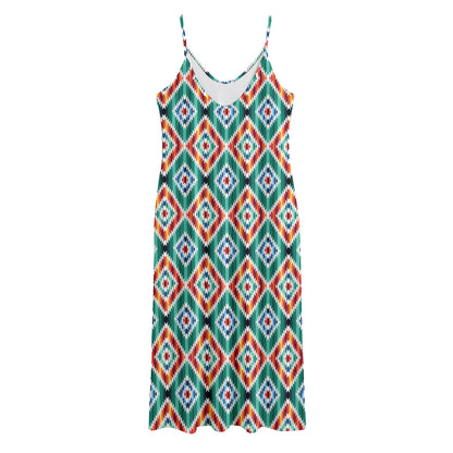 Tribal Navajo Pattern Print Jersey Midi Cami Dress