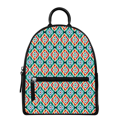 Tribal Navajo Pattern Print Leather Backpack