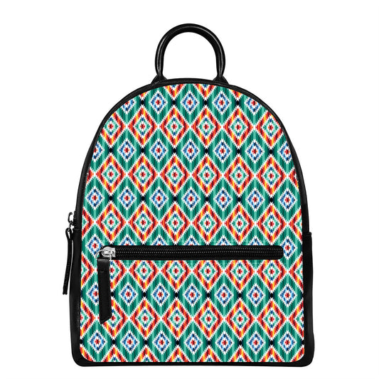 Tribal Navajo Pattern Print Leather Backpack