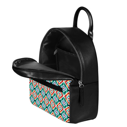 Tribal Navajo Pattern Print Leather Backpack