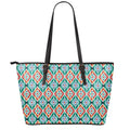 Tribal Navajo Pattern Print Leather Tote Bag With Zipper
