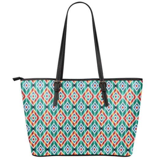 Tribal Navajo Pattern Print Leather Tote Bag