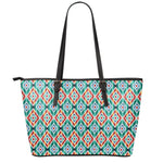 Tribal Navajo Pattern Print Leather Tote Bag