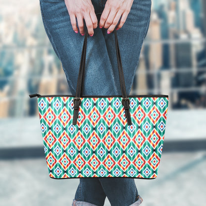 Tribal Navajo Pattern Print Leather Tote Bag