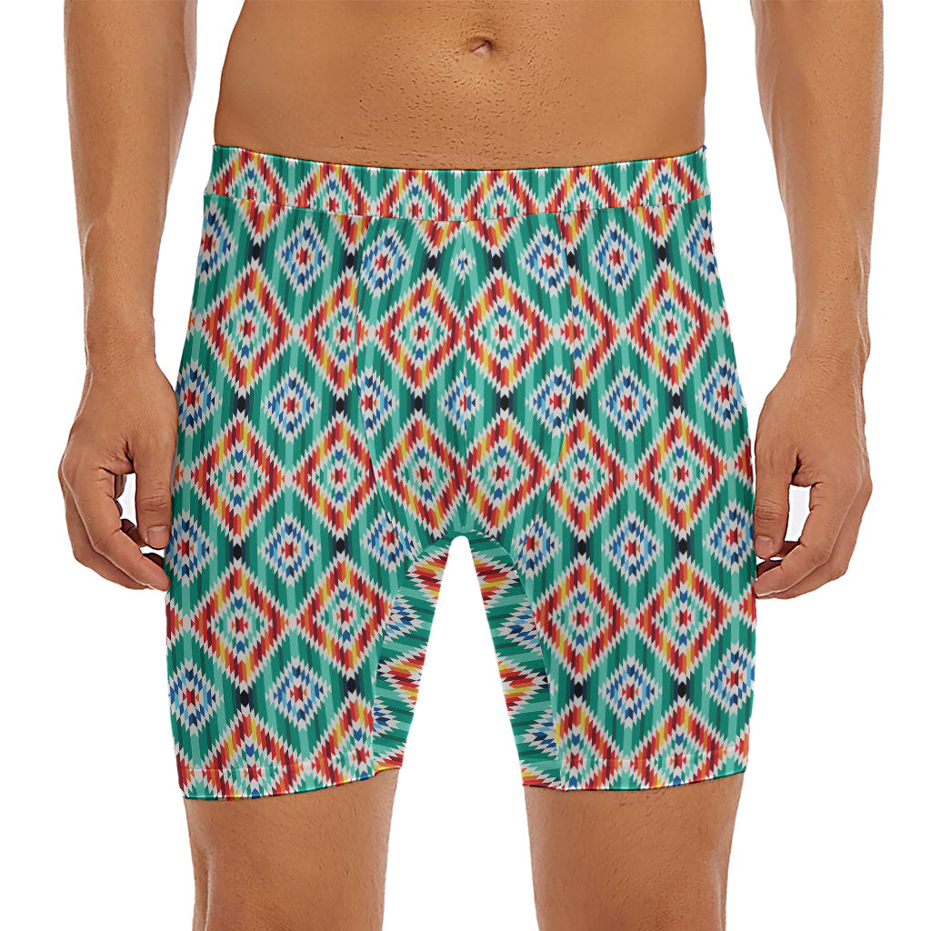 Tribal Navajo Pattern Print Men's Long Boxer Briefs