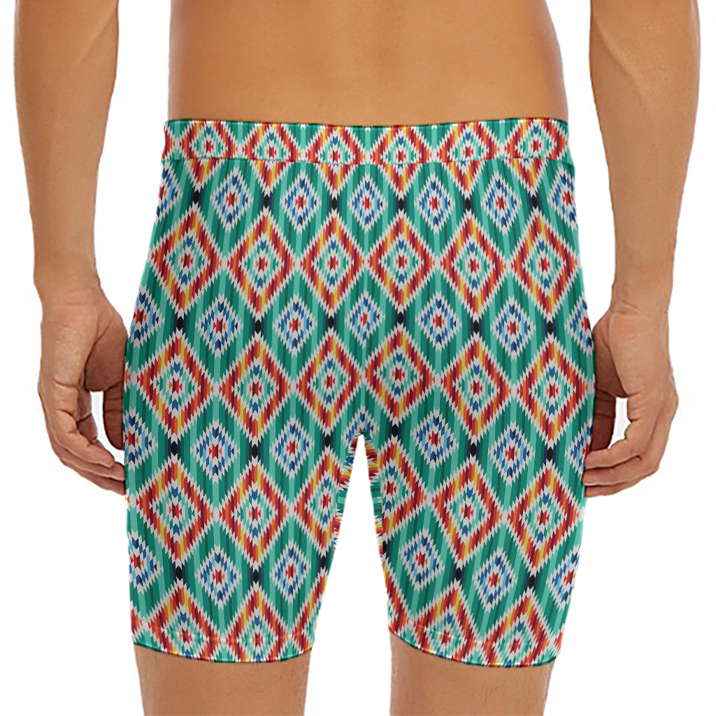 Tribal Navajo Pattern Print Men's Long Boxer Briefs