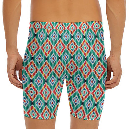 Tribal Navajo Pattern Print Men's Long Boxer Briefs
