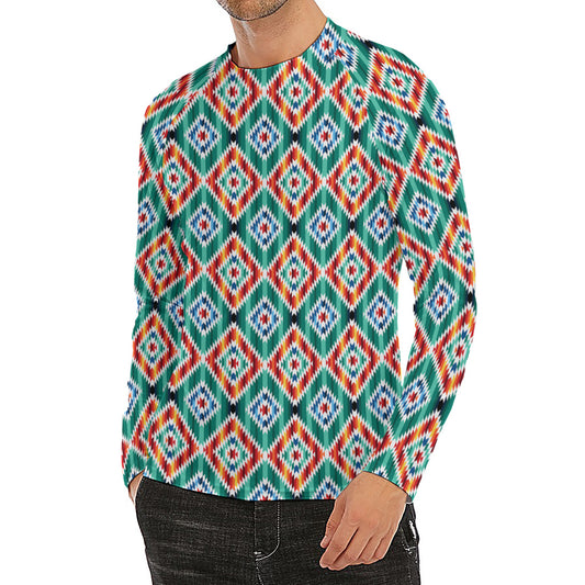 Tribal Navajo Pattern Print Men's Long Sleeve Rash Guard