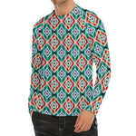 Tribal Navajo Pattern Print Men's Long Sleeve Rash Guard