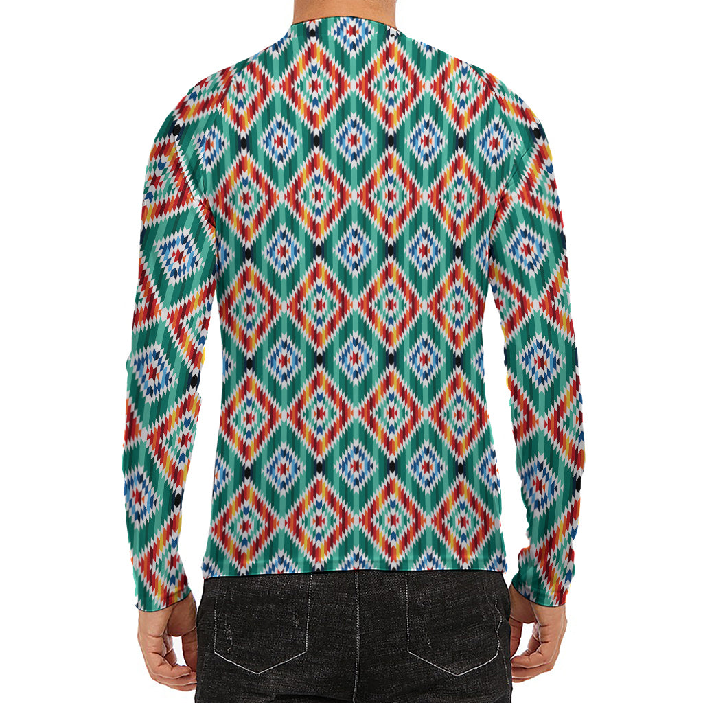 Tribal Navajo Pattern Print Men's Long Sleeve Rash Guard