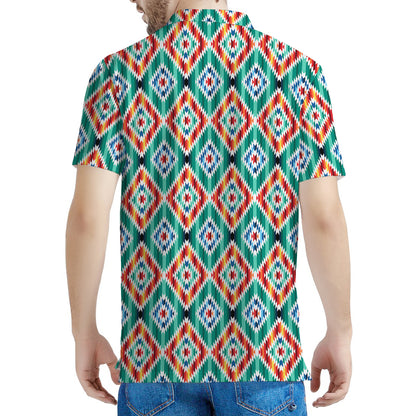 Tribal Navajo Pattern Print Men's Polo Shirt