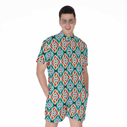 Tribal Navajo Pattern Print Men's Rompers