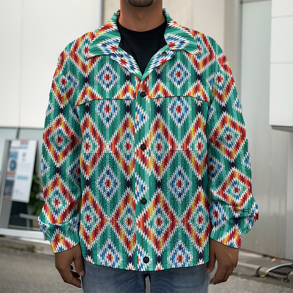 Tribal Navajo Pattern Print Men's Shirt Jacket