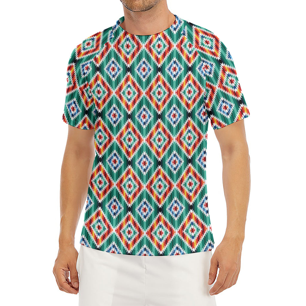 Tribal Navajo Pattern Print Men's Short Sleeve Rash Guard