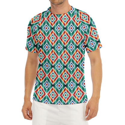 Tribal Navajo Pattern Print Men's Short Sleeve Rash Guard