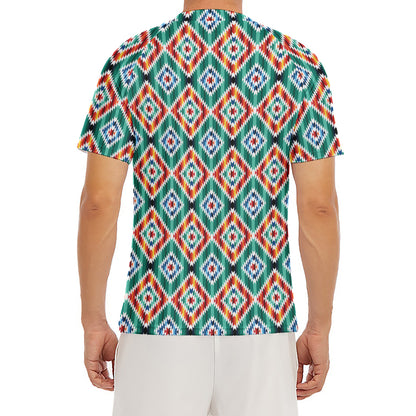 Tribal Navajo Pattern Print Men's Short Sleeve Rash Guard