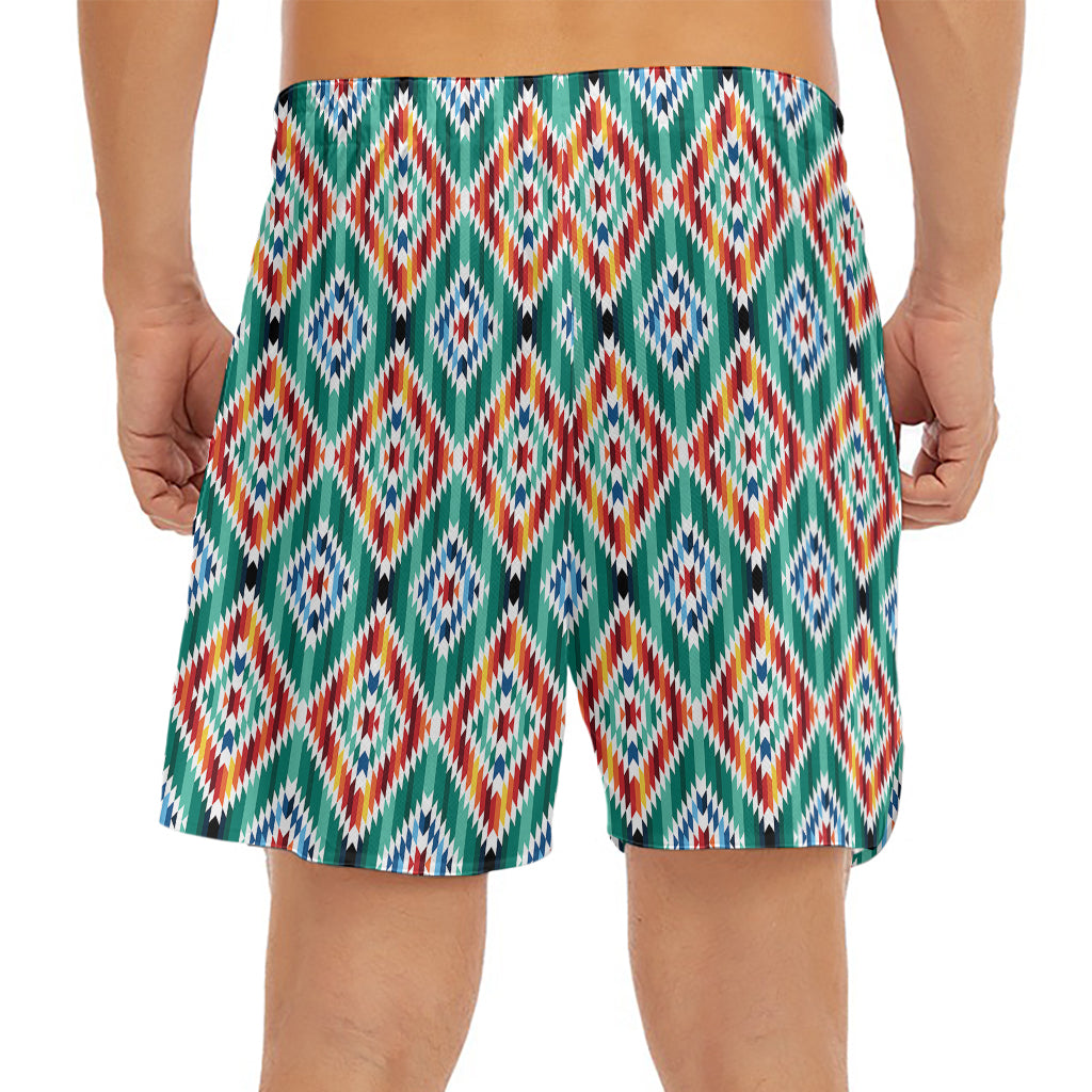 Tribal Navajo Pattern Print Men's Split Running Shorts