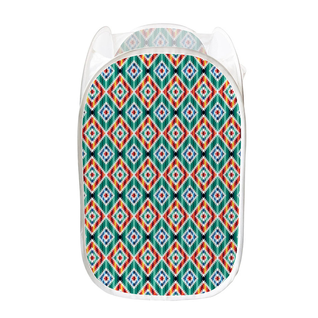 Tribal Navajo Pattern Print Mesh Laundry Hamper