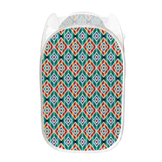 Tribal Navajo Pattern Print Mesh Laundry Hamper
