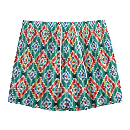 Tribal Navajo Pattern Print Mesh Shorts