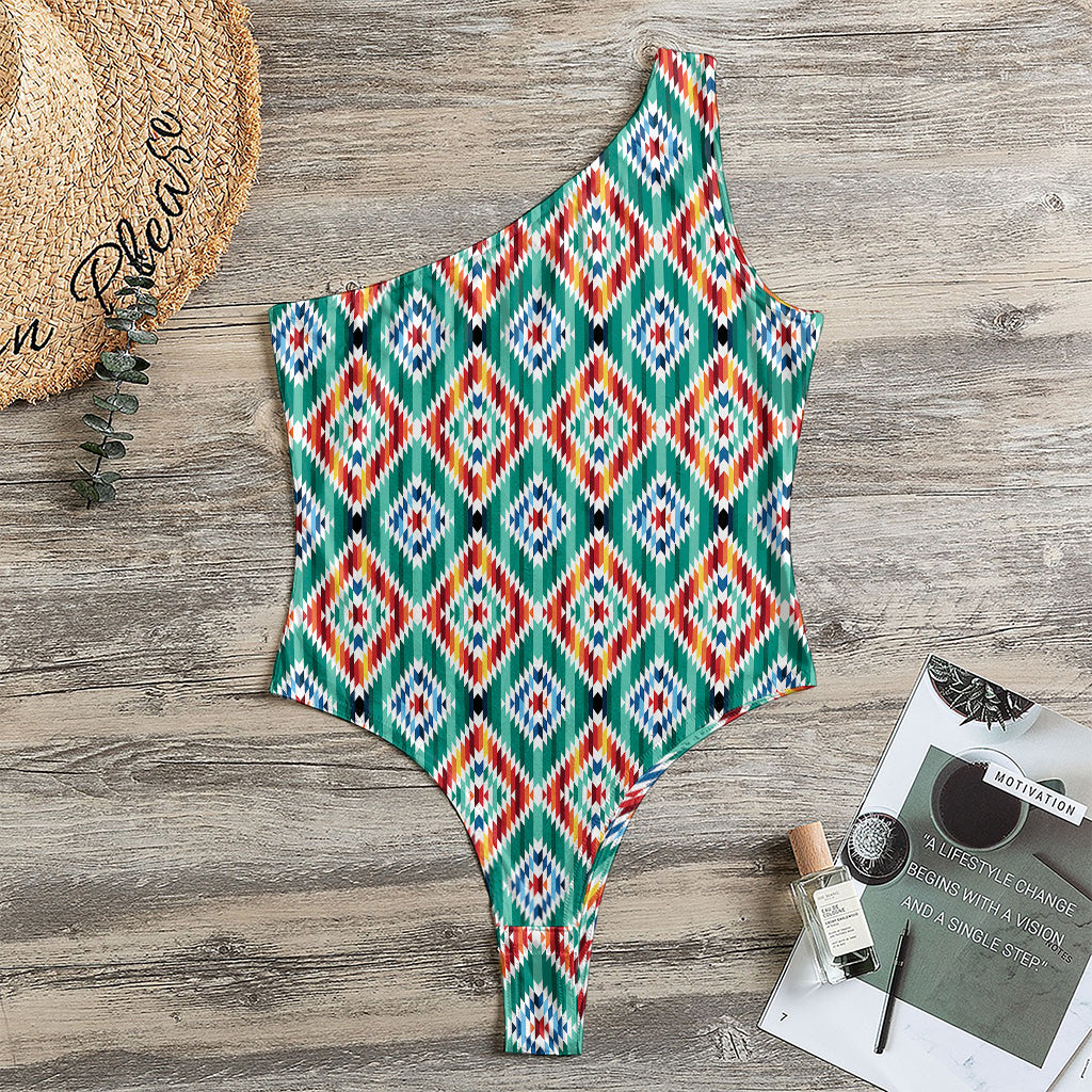 Tribal Navajo Pattern Print One Shoulder Bodysuit