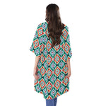 Tribal Navajo Pattern Print Open Front Beach Cover Up