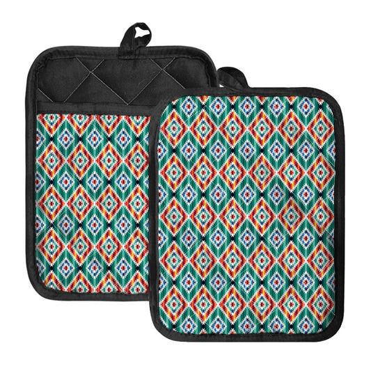 Tribal Navajo Pattern Print Pot Holders With Pocket