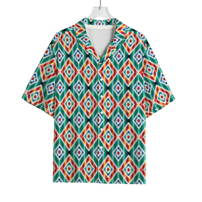 Tribal Navajo Pattern Print Rayon Hawaiian Shirt