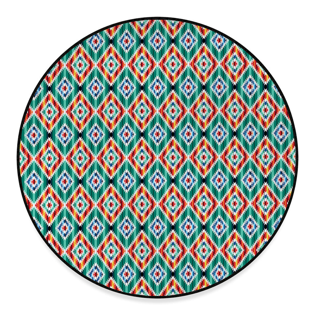 Tribal Navajo Pattern Print Round Floor Mat