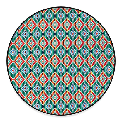 Tribal Navajo Pattern Print Round Floor Mat