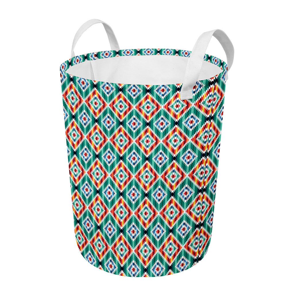 Tribal Navajo Pattern Print Round Laundry Basket