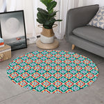 Tribal Navajo Pattern Print Round Rug