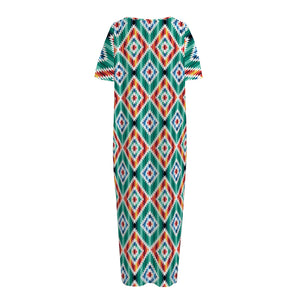 Tribal Navajo Pattern Print Short Sleeve Long Nightdress