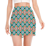 Tribal Navajo Pattern Print Side Slit Mini Skirt