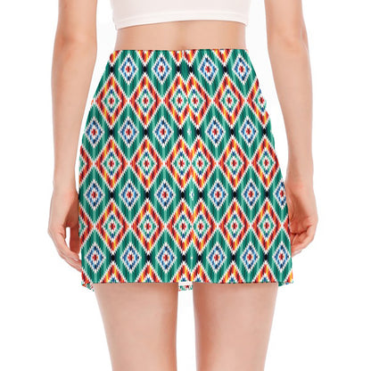 Tribal Navajo Pattern Print Side Slit Mini Skirt