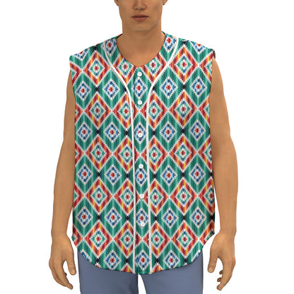 Tribal Navajo Pattern Print Sleeveless Baseball Jersey