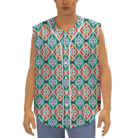Tribal Navajo Pattern Print Sleeveless Baseball Jersey