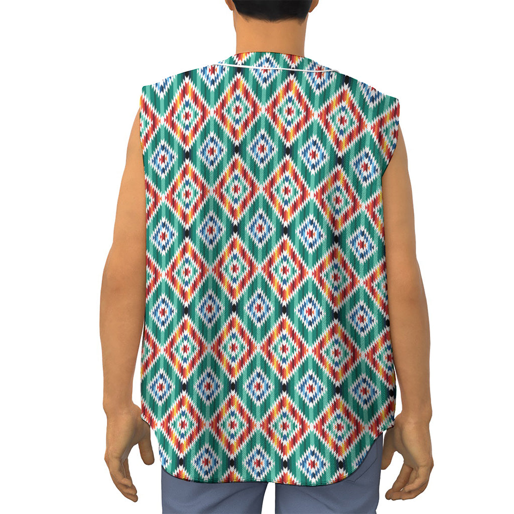 Tribal Navajo Pattern Print Sleeveless Baseball Jersey