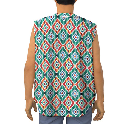 Tribal Navajo Pattern Print Sleeveless Baseball Jersey