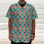 Tribal Navajo Pattern Print Textured Short Sleeve Shirt
